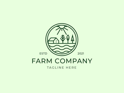 农场花园单线标志(Farm Garden Monoline Logo)