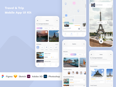 旅行和旅行移动应用程序 UI 套件(Travel & Trip Mobile App UI Kit)