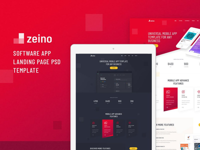 Zeino - 软件应用登陆页面 PSD 模板(Zeino - Software App Landing Page PSD Template)