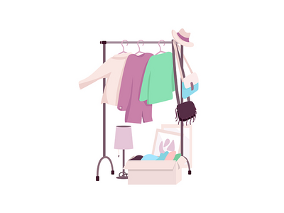 衣架平面颜色矢量对象(Clothes rack flat color vector object)
