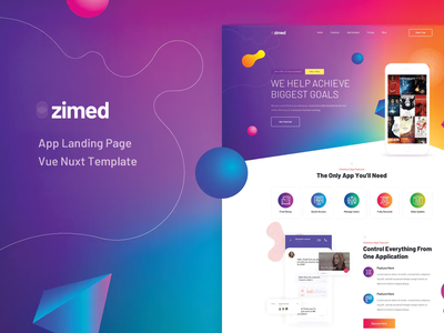 Zimed - Vue Nuxt 应用登陆页面模板(Zimed - Vue Nuxt App Landing Page Template)