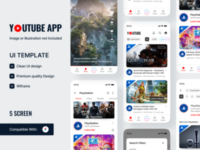 Youtube 移动应用程序 - UI 工具包模板(Youtube Mobile App - UI Kits Template)