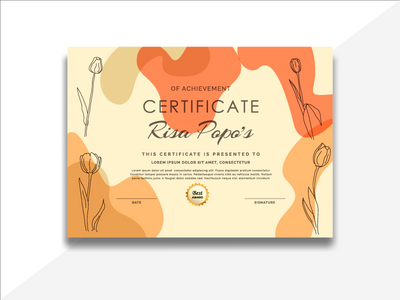 专业证书郁金香花模板(Professional Certificate tulips flower Template)