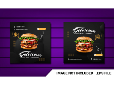 社交媒体发布汉堡时尚模板(social media post burger trendy template)