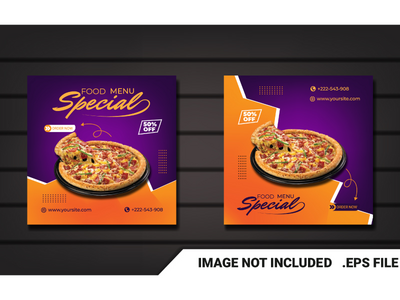 社交媒体发布披萨时尚模板(social media post pizza trendy template)