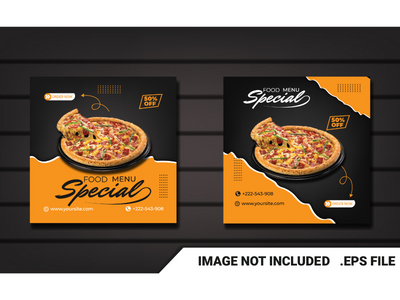 社交媒体发布披萨时尚模板(social media post pizza trendy template)