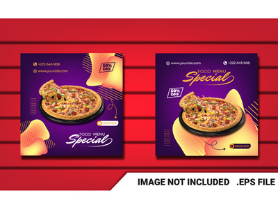社交媒体发布披萨时尚模板(social media post pizza trendy template)