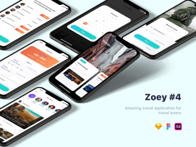 Zoey - 旅行应用程序 UI 工具包 - #4(Zoey - Travel App UI Kit - #4)