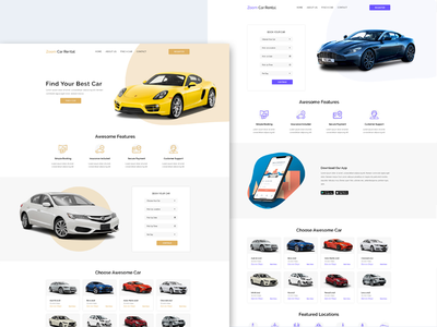 Zoom-汽车租赁登陆页面 PSD 模板(Zoom-Car Rental Landing Page PSD Template)