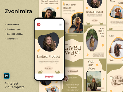 Zvonimira - Beauty Pinterest Pin 模板(Zvonimira - Beauty Pinterest Pin Template)