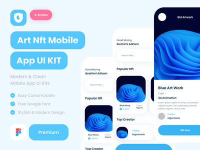 ART Nft 移动应用程序 ui 套件设计(ART Nft mobile app ui kit design)