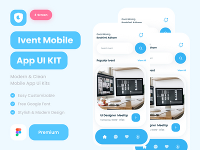 EVents 移动应用程序 ui 套件设计(EVents mobile app ui kit design)