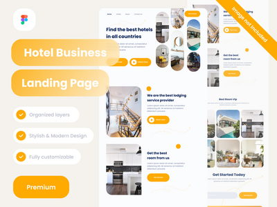 酒店商务登陆页面设计网站(Hotel Business Landing Pages Design website)