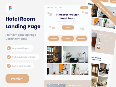 酒店房间登陆页面设计网站高级版(Hotel room Landing Pages Design website Premium)