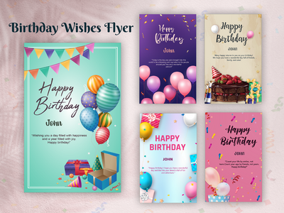 生日祝福传单模板(Birthday Wishes Flyer Templates)