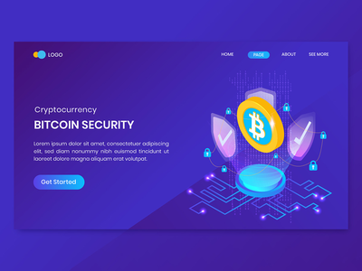 比特币安全加密货币登陆页面模板(Bitcoin Security Cryptocurrency Landing Page Template)
