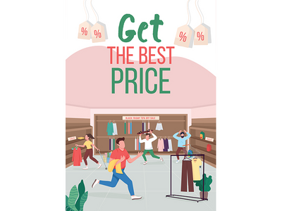 获取最优惠的价格海报平面矢量模板(Get the best price poster flat vector template)