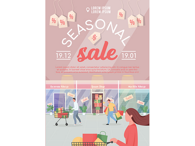 季节性销售海报平面矢量模板(Seasonal sale poster flat vector template)