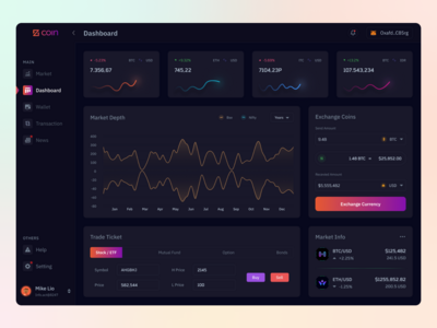 区块链黑暗仪表板设计。(Blockchain Dark Dashboard Design.)