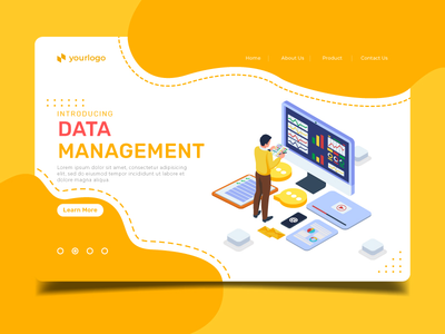 数据管理-登陆页面插图模板。(Data Management - Landing Page Illustration template.)