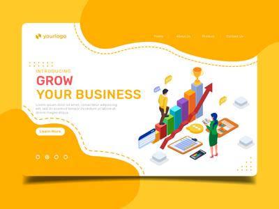 发展您的业务-登陆页面插图模板(Grow your business - landing page illustration template)