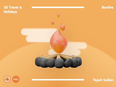 3D 旅行和假期插图包-篝火(3D Travel and Holidays Illustration Pack - Bonfire)