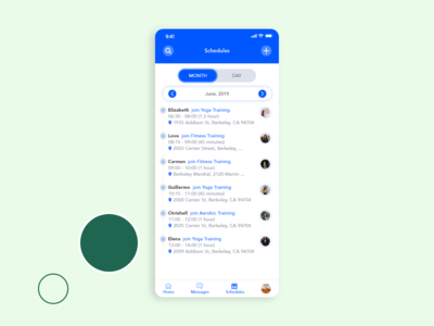 健身应用程序的预订计划屏幕概念(Booking Schedule screen concept for Fitness app)