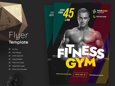 健身房健身传单模板(Gym Fitness Flyer Template)