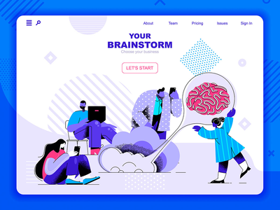 头脑风暴平面概念登陆页面标题(Brainstorming Flat Concept Landing Page Header)