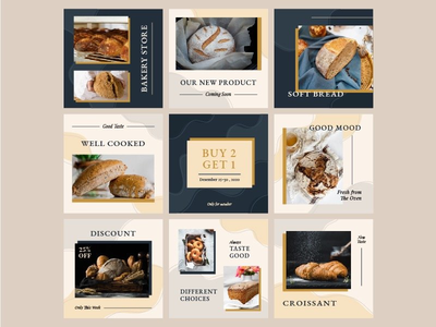 面包店 - 社交媒体帖子，抽象 instagram 帖子(Bakery - Social media post, abstract instagram post)