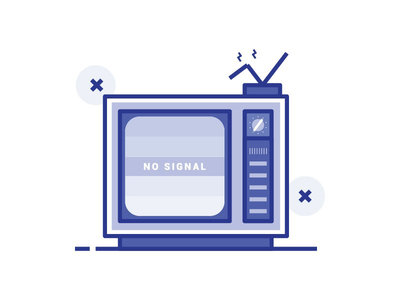 破碎的无信号复古老式电视插图矢量(Broken no signal retro vintage television illustration vector)