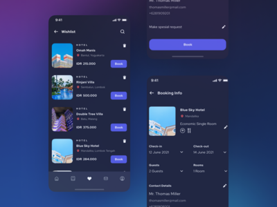 扫帚 - 愿望清单和预订信息页面（深色模式）(Brooms - Wishlist and Booking Info Page (Dark Mode))