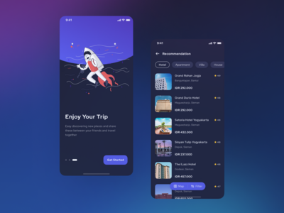 Brooms - 入职和推荐（深色模式）(Brooms - Onboarding and Recommendation (Dark Mode))