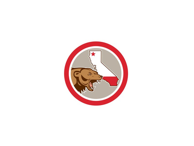 熊与状态正确性(Bear With California State Map Circle Icon)