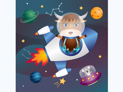 太空银河中的可爱水牛(a Cute buffalo in the space galaxy)