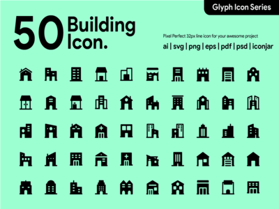 Kawaicon - 50个建筑字形图标(Kawaicon - 50 Building Glyph Icon)