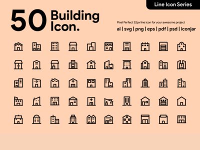 Kawaicon - 50 建筑线图标(Kawaicon - 50 Building Line Icon)