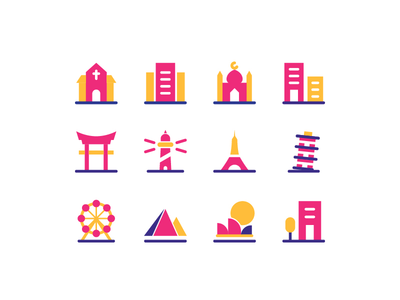 地标建筑图标集(Landmark building icon set)