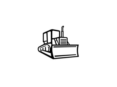 推土机黑色和白色(Vintage Bulldozer Black and White)