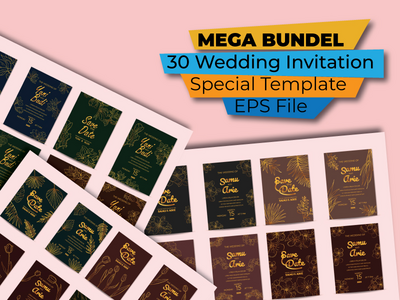 大型捆绑婚礼请柬模板(mega bundle Wedding Invitation Templates)