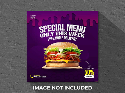 美味的食物社交媒体推广横幅模板(Delicious Food Social Media Promotion Banner Template)