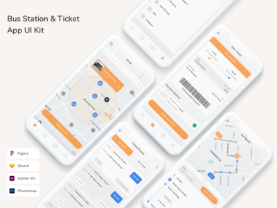 公交车站和票务应用程序 UI 套件(Bus Station & Ticket App UI Kit)