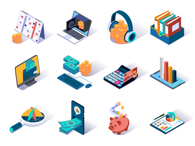 业务 3D 图标集(Business 3D icons set)