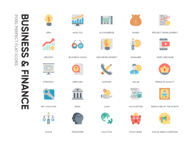 平面图标-商业与金融(Flat Icon - Business & finance)