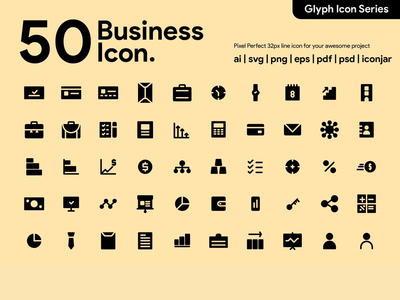 Kawaicon - 50 个商业字形图标集(Kawaicon - 50 Business Glyph Icon Set)