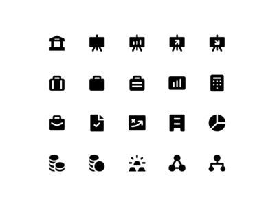 商业金融实体风格图标集矢量(Business finance solid style icon set vector)