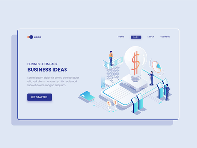 商业理念等距概念 Langding 页(Business Ideas Isometric Concept Langding Page)