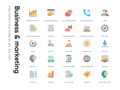 平面图标-商业 & 营销(Flat Icon - Business & marketing)