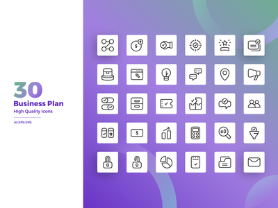 商业计划图标集(Business Plan Icon Set)