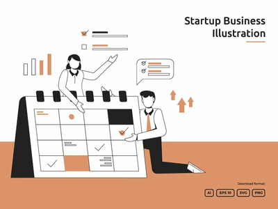 时间管理和业务复活节(time management and business planning schedule illustration)